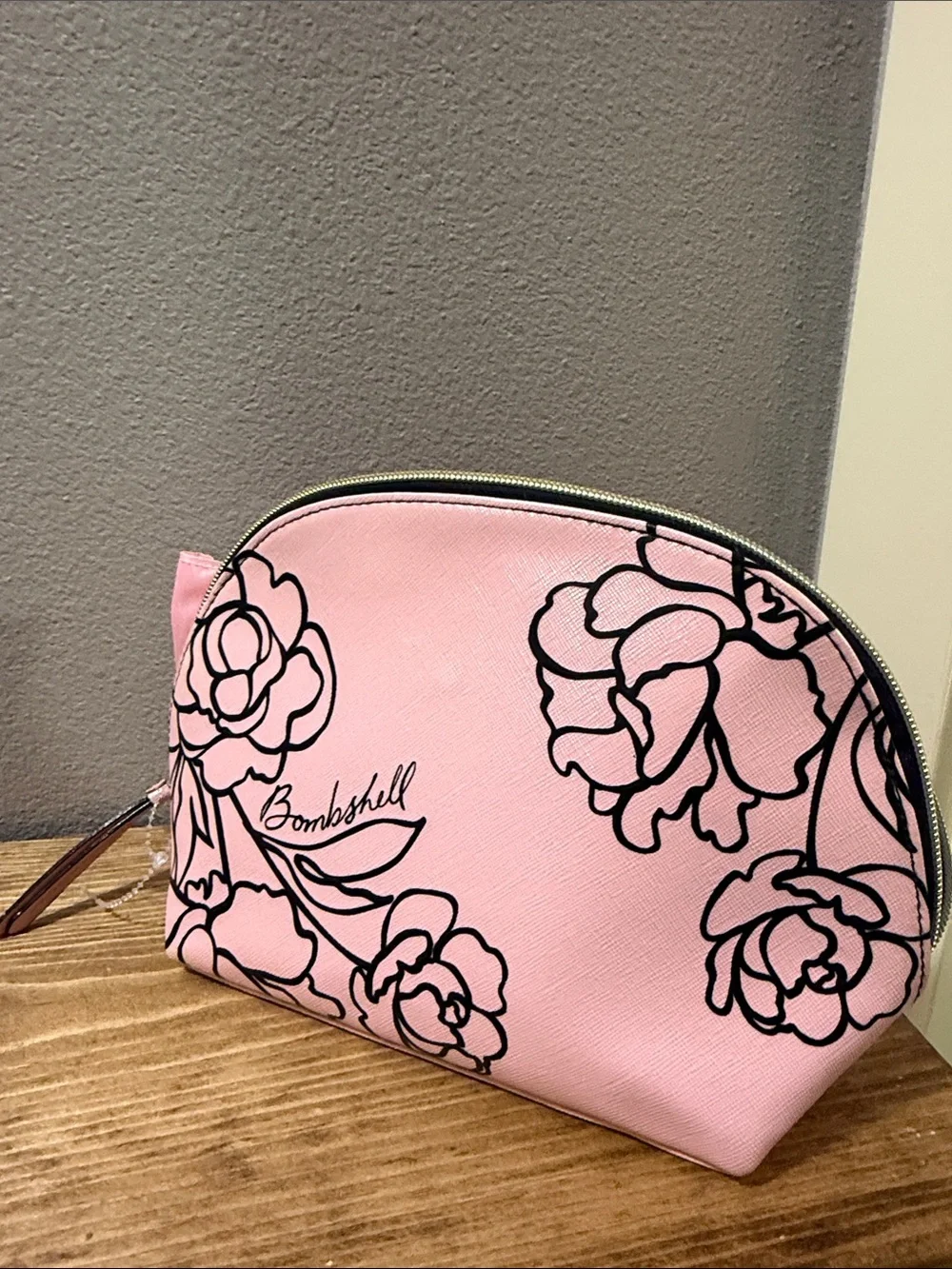 Victoria's Secret Clear Cosmetic Bag with Pink Floral Design